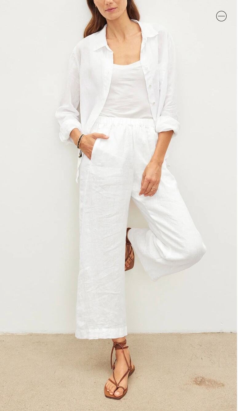 Lola White 100% Linen Wide Leg Pant from Velvet by Graham & Spencer Size XS